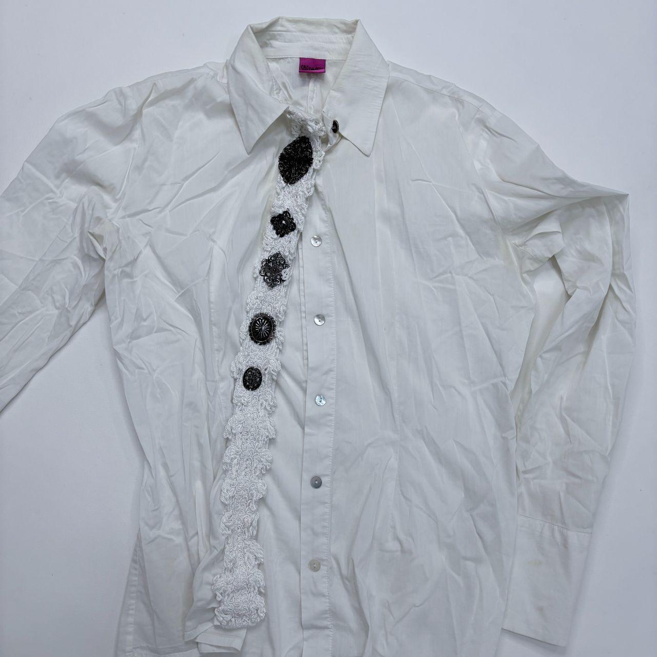 White Save the Queen lace flared shirt