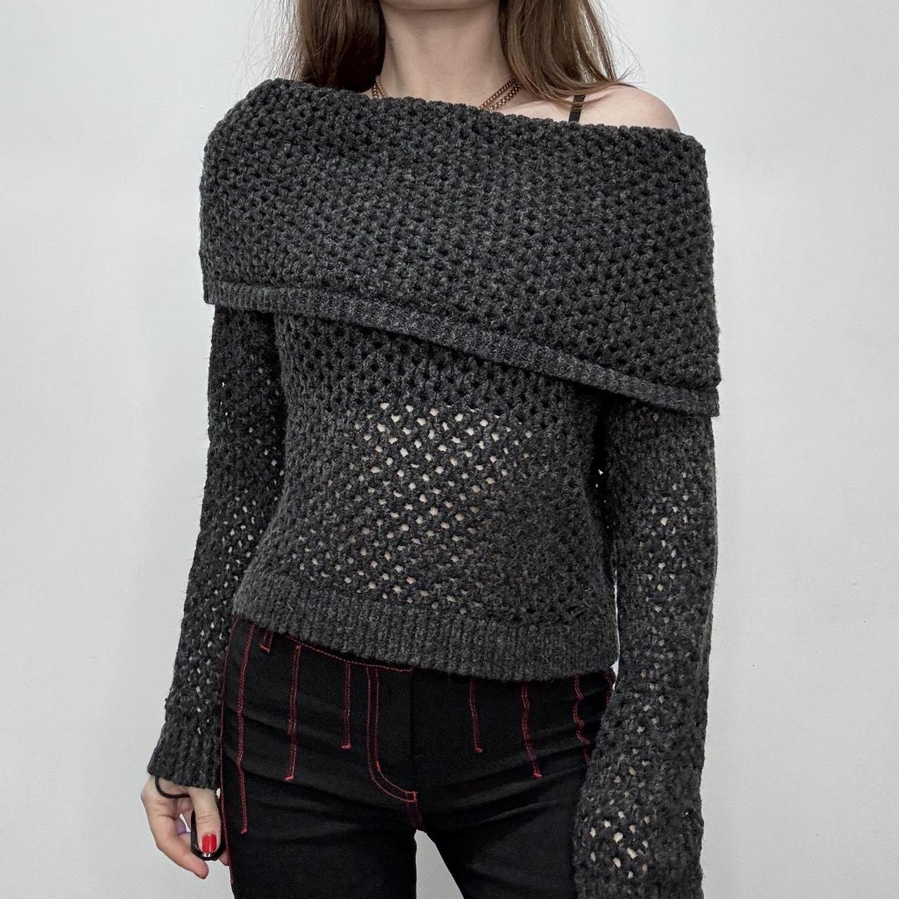 Chunky sheer knit fold over jumper