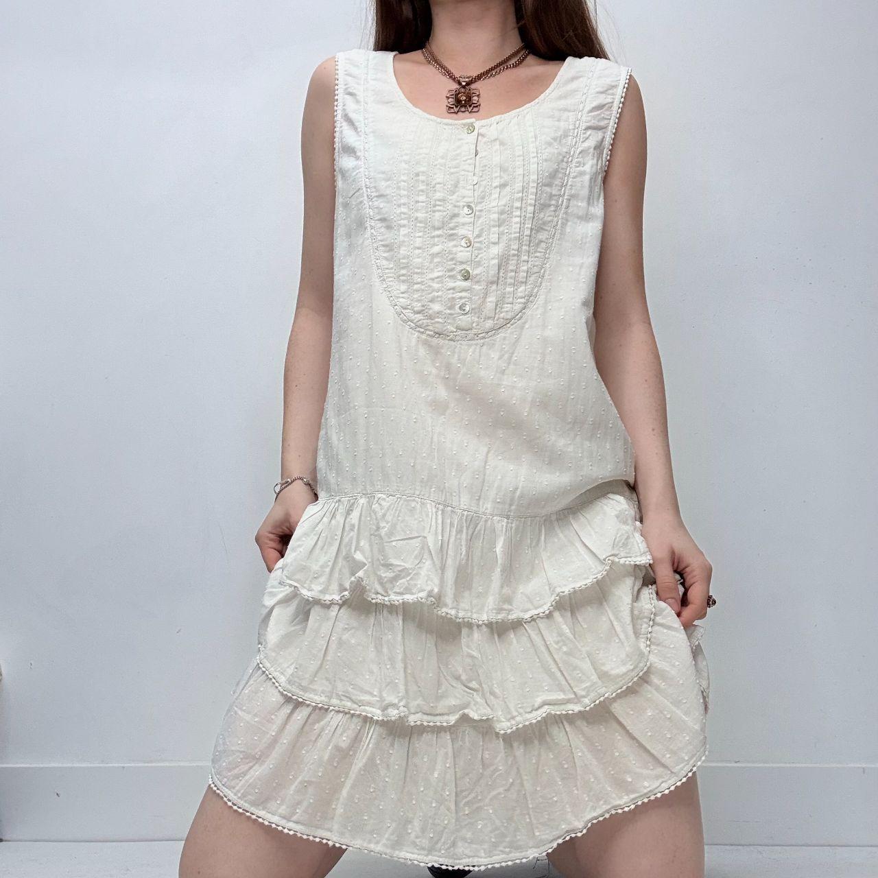White cotton flutter midi dress