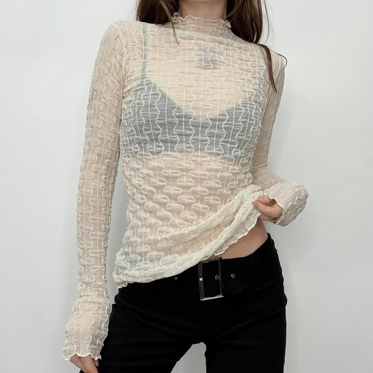 Sheer crinkle plisse slouchy top
