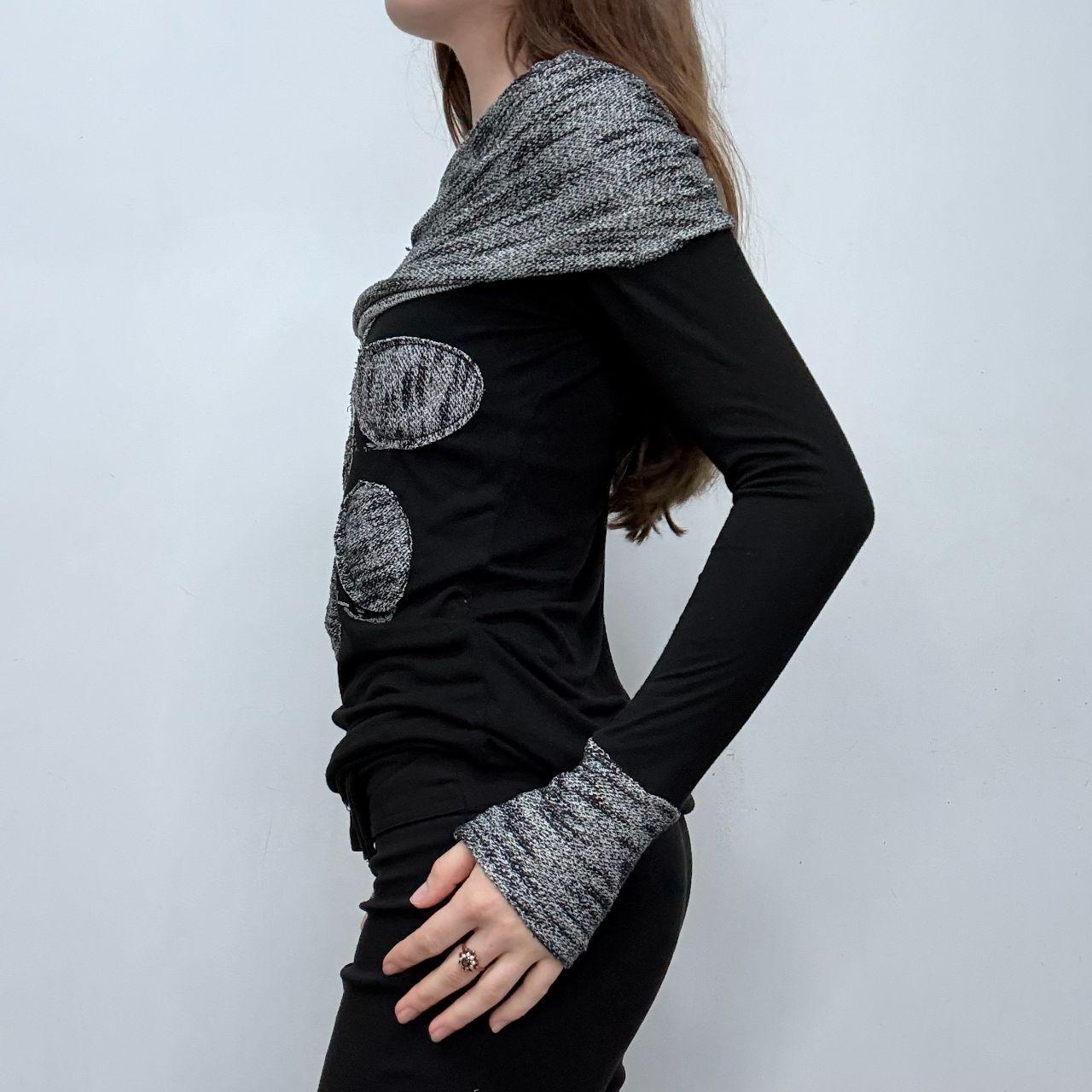 Black fold over wide neck slouchy top