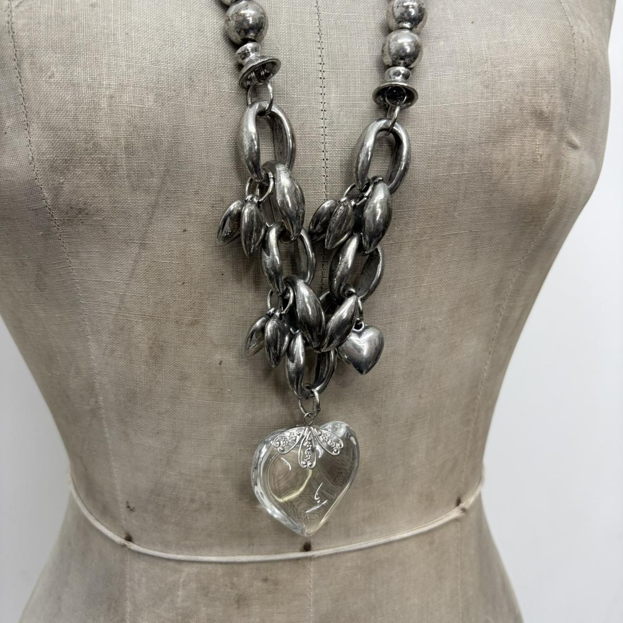 Silver metal heart necklace