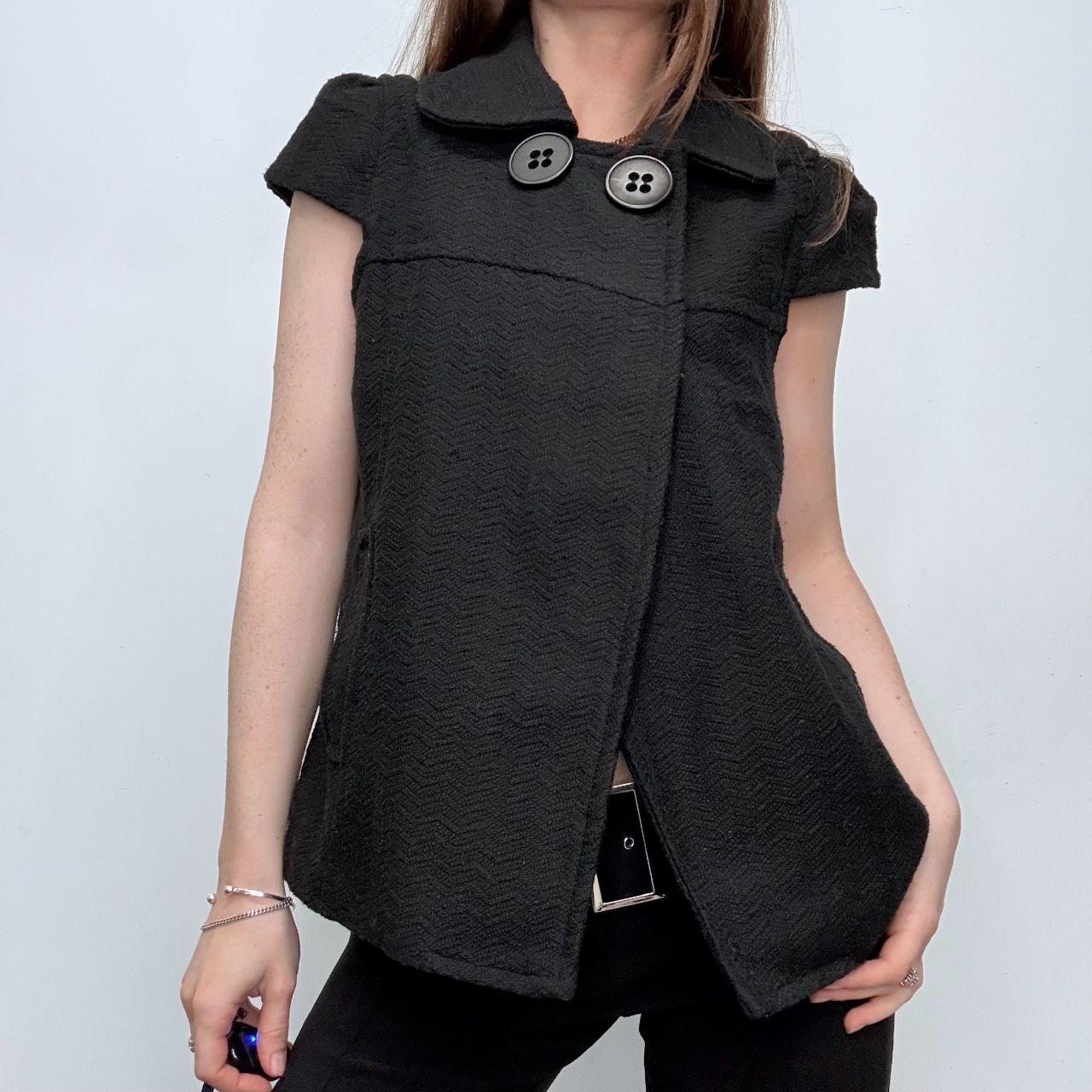 Black capped sleeve pea coat