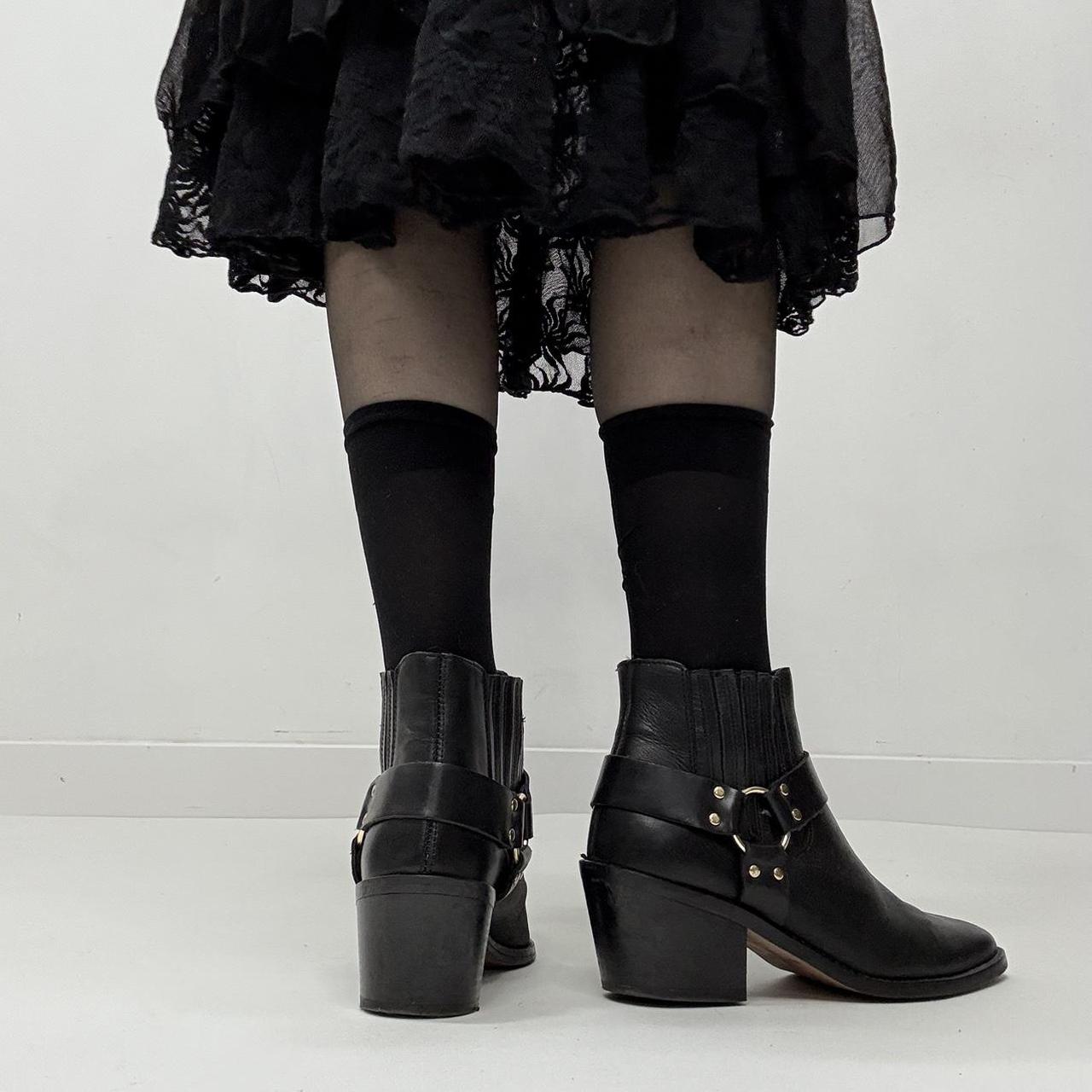 Black western studded biker boots