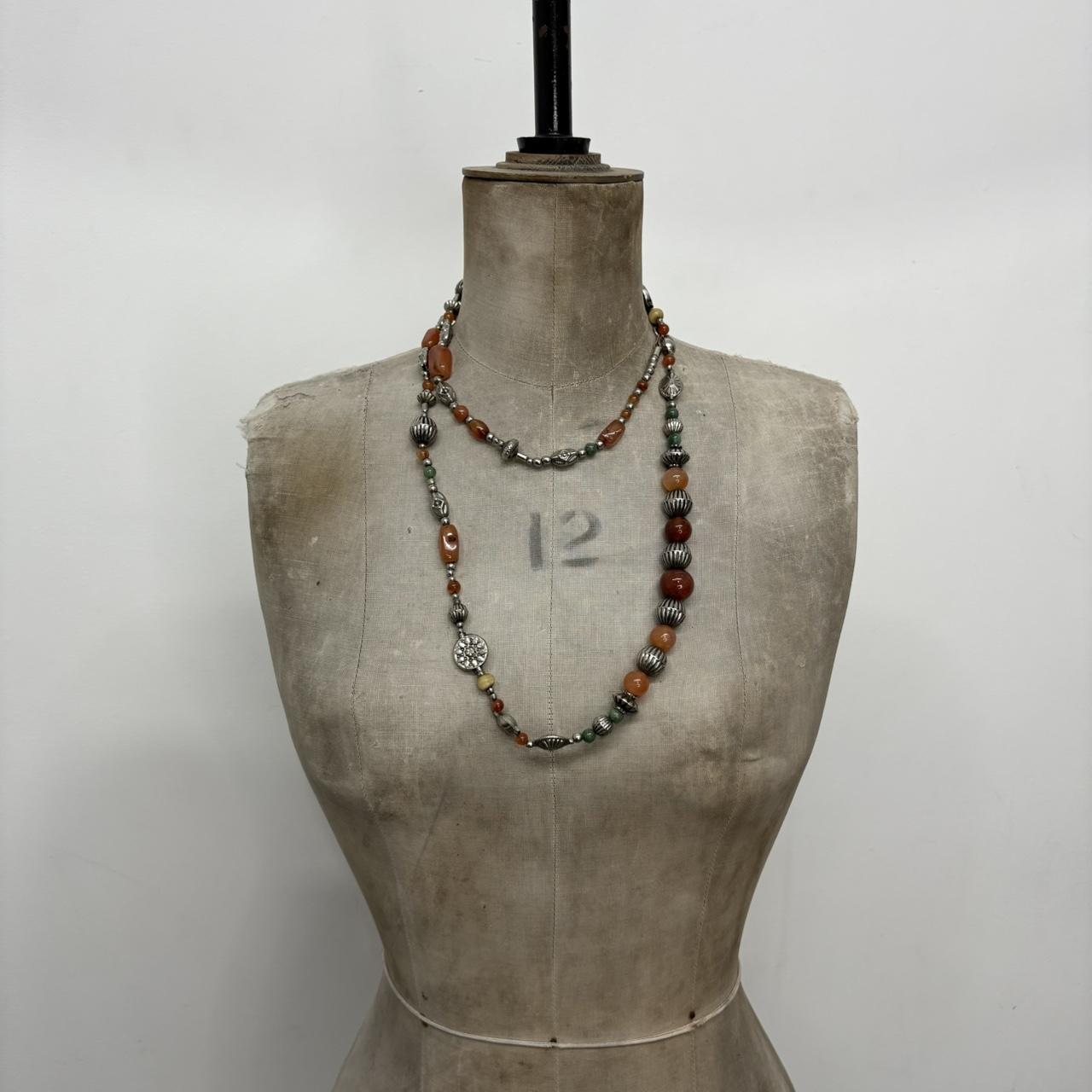 Gemstone silver bead necklace