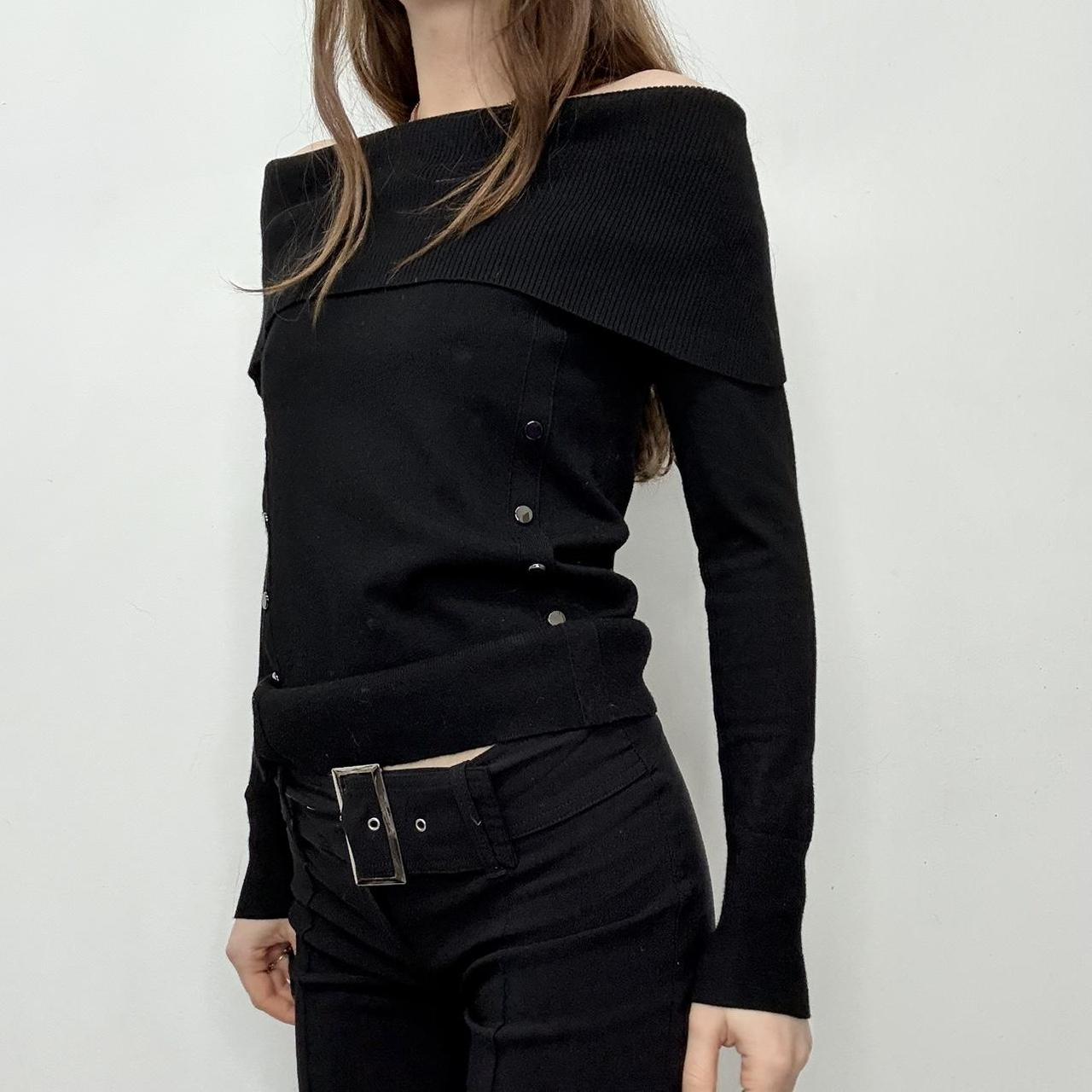 Black studded off the shoulder jumper