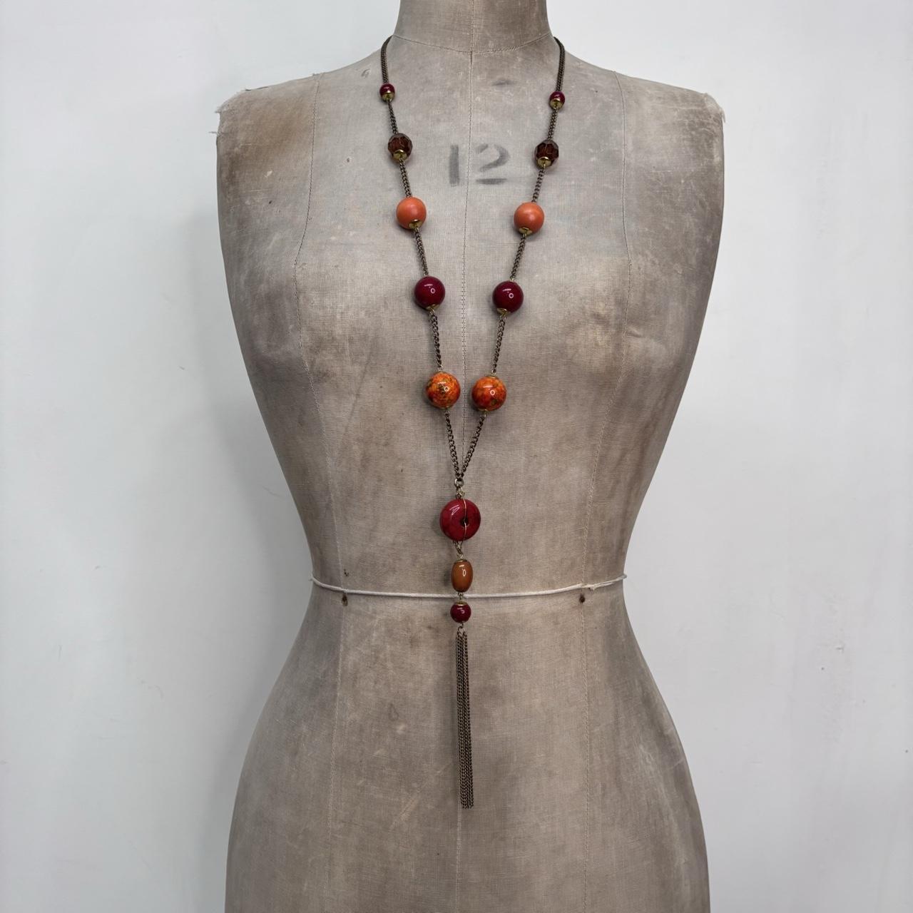 Long chain beaded necklace