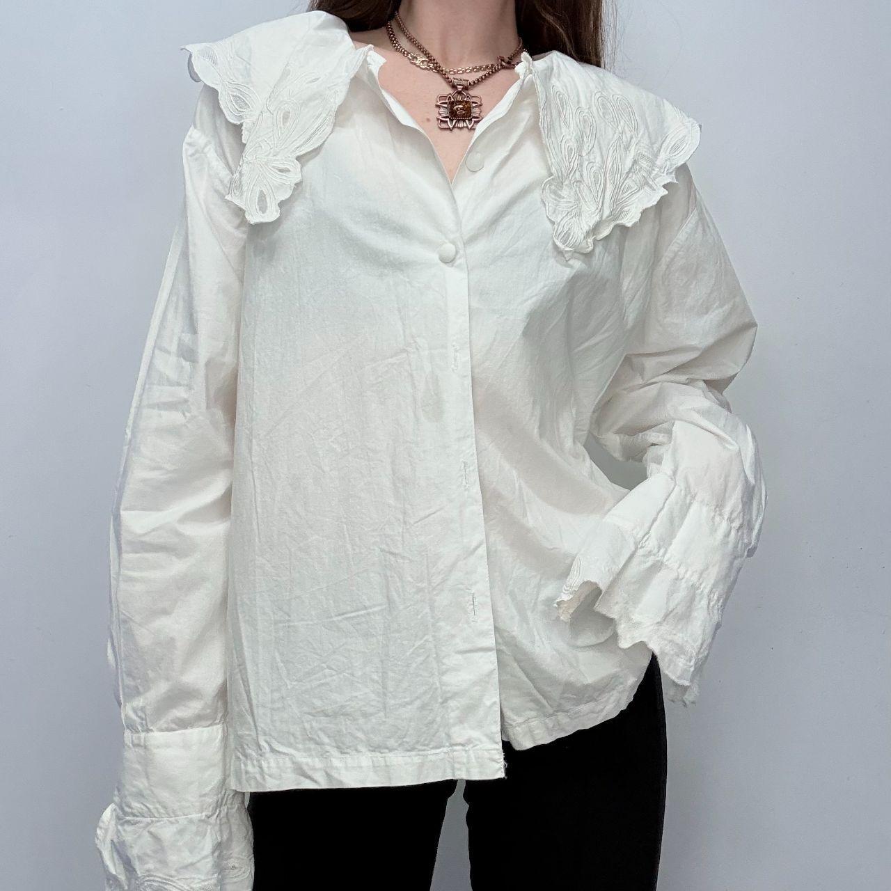 Antique white cotton lace blouse
