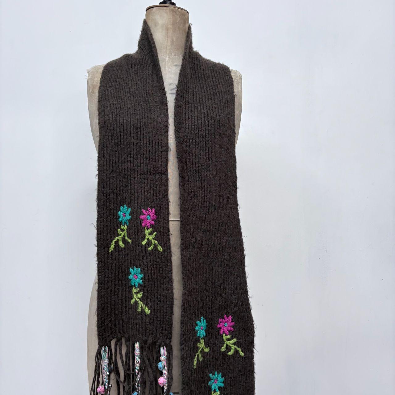 Brown flower fairy wool scarf
