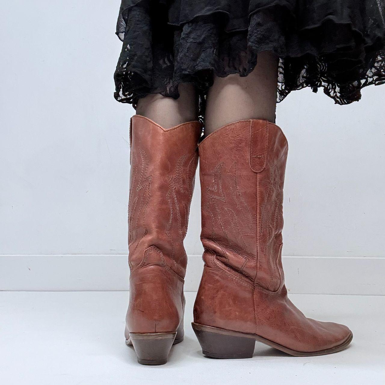 Tan leather western cowgirl boots
