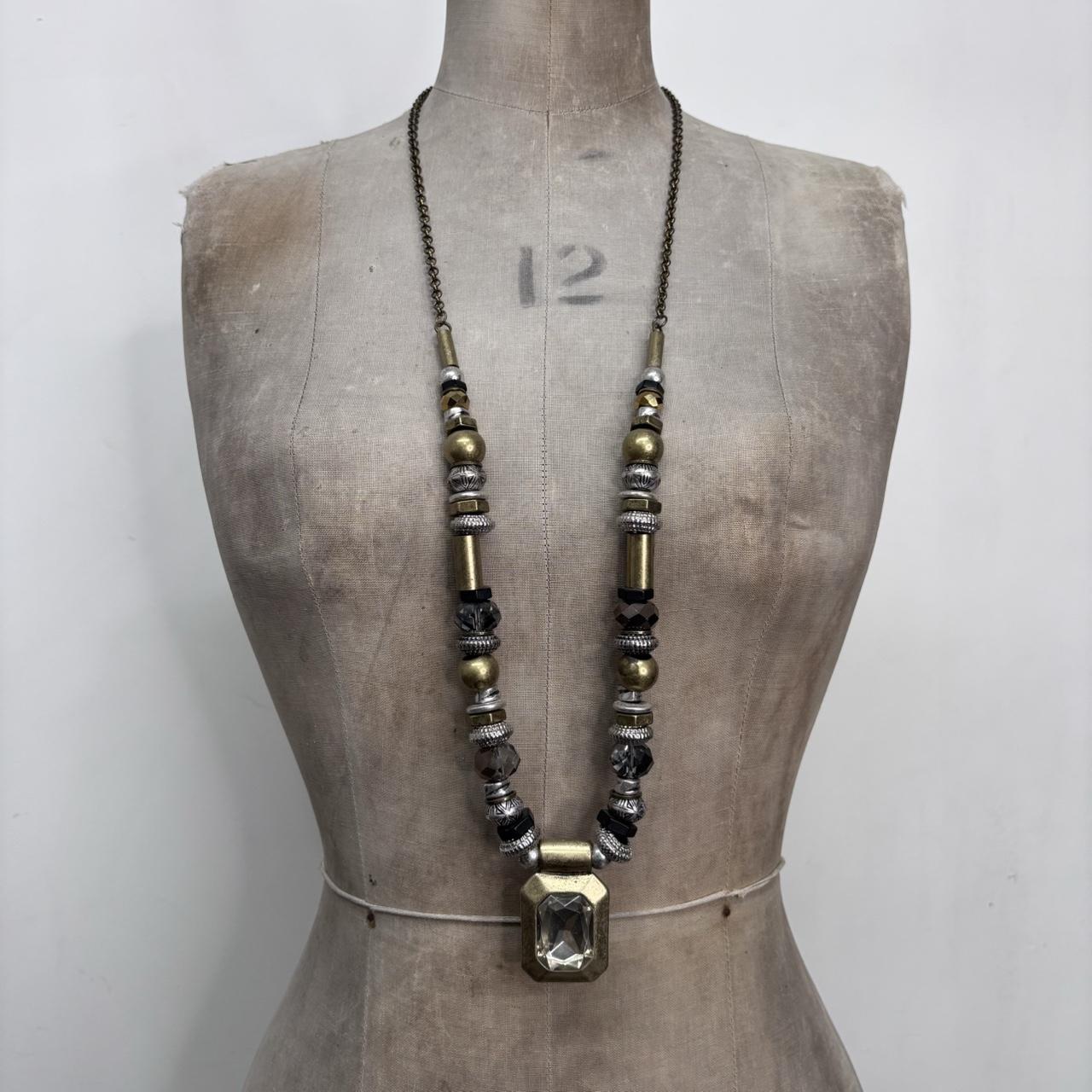 Mixed metal beaded long necklace