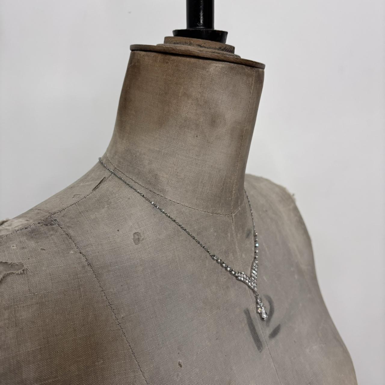 Silver diamond tennis necklace