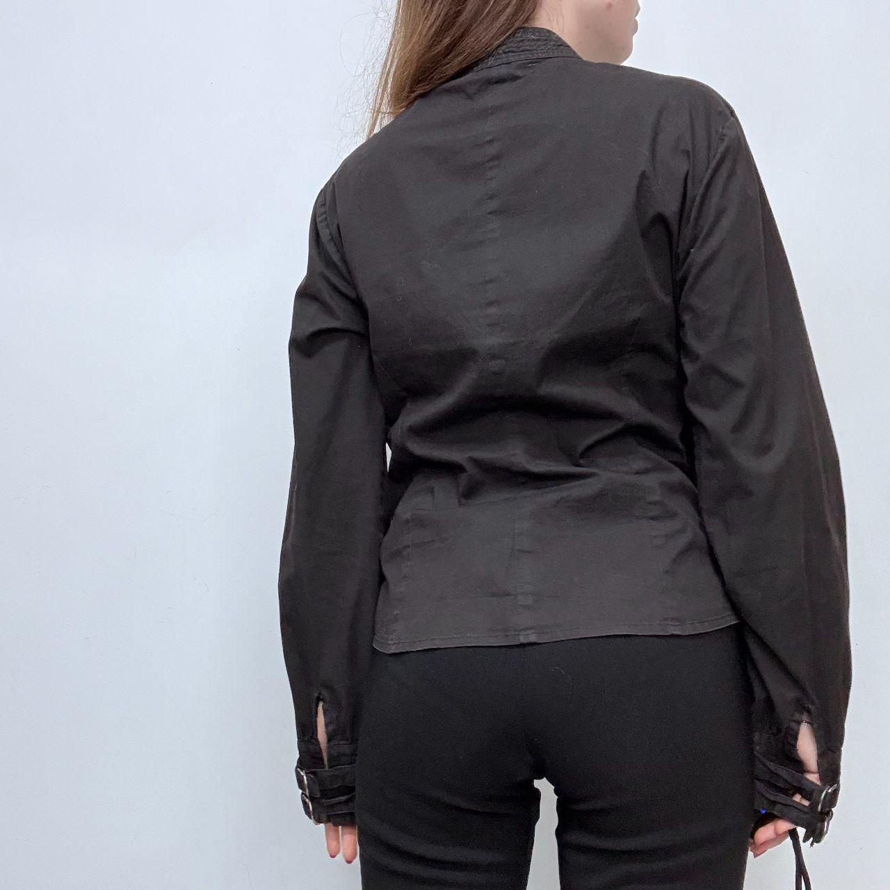 Black gathered front pleated shirt