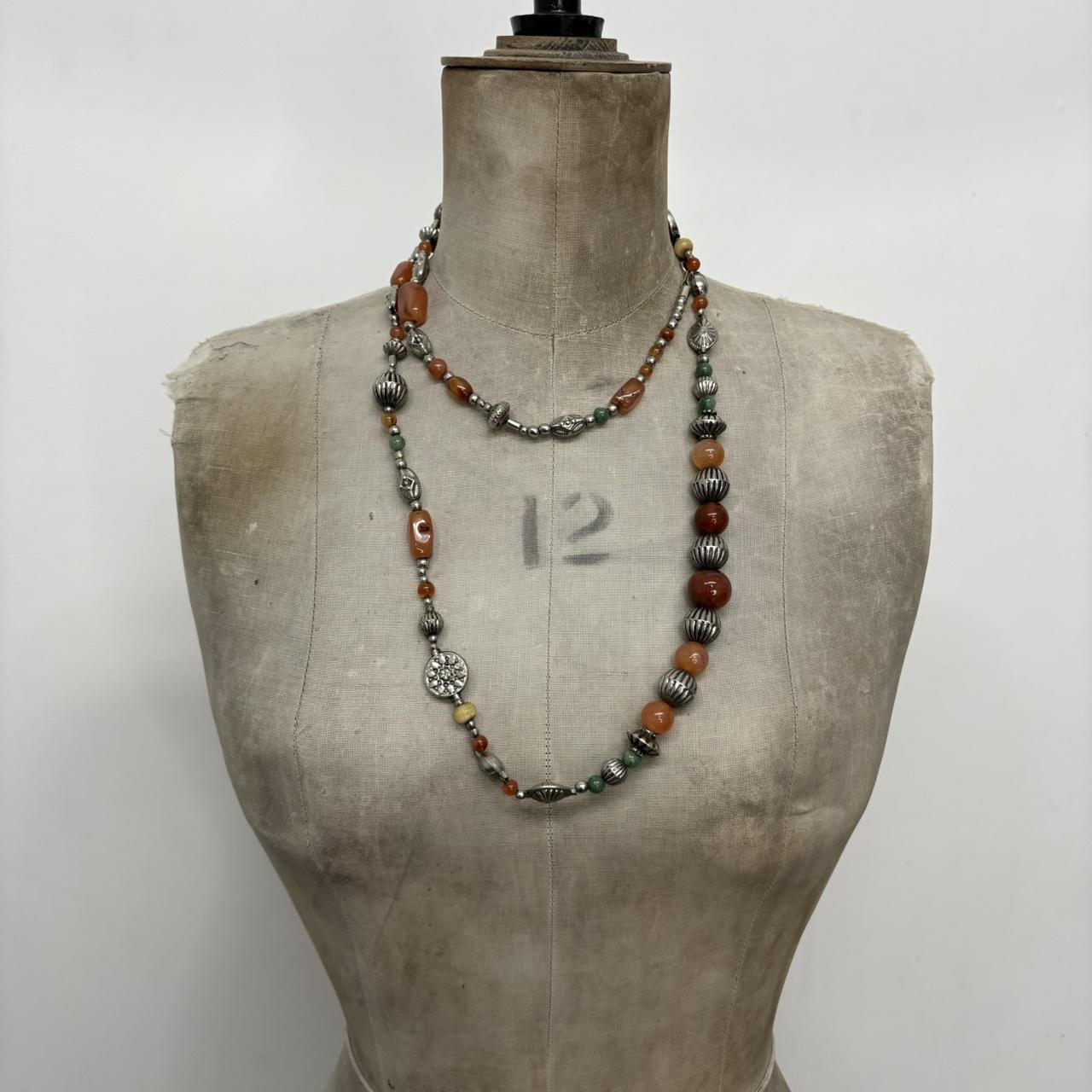 Gemstone silver bead waist chain