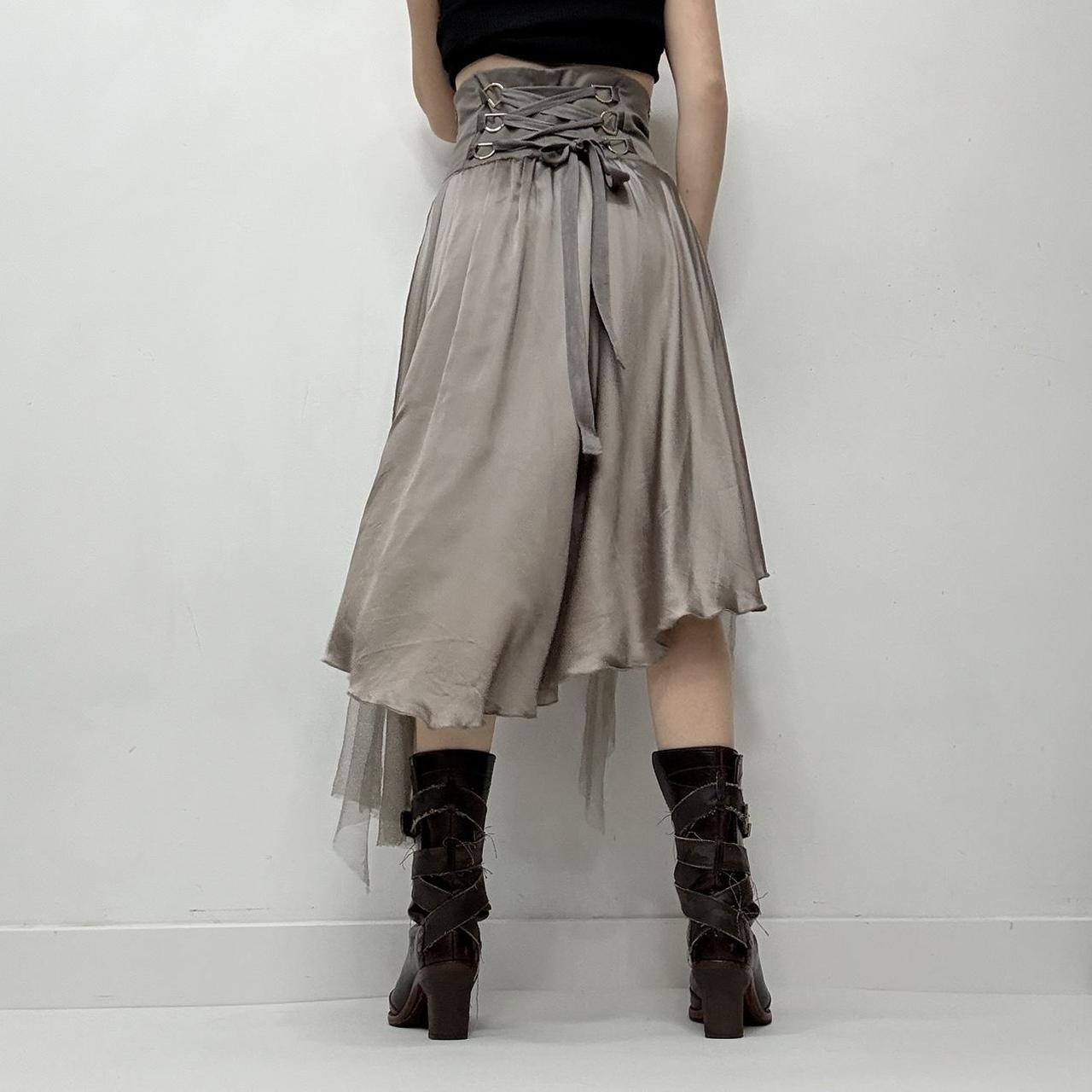 Floaty silk corset asymmetric skirt