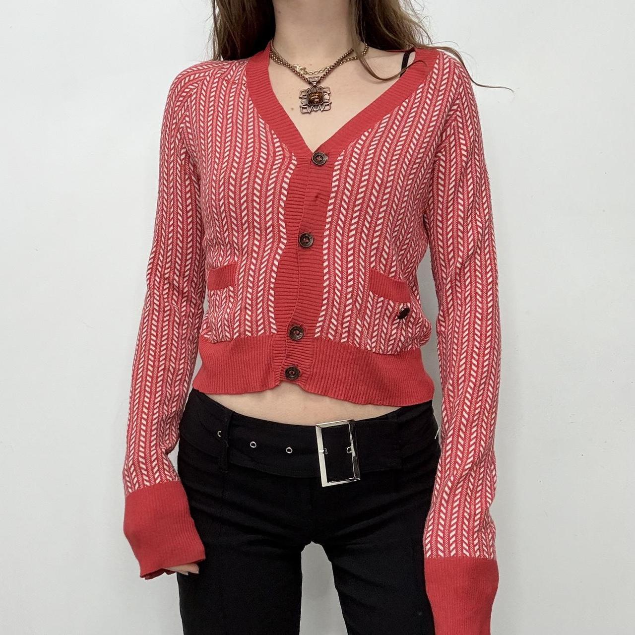 Red cropped slouchy diesel cardigan