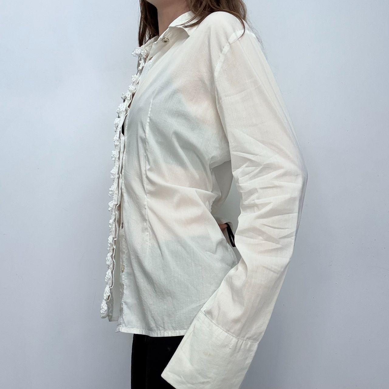 White Save the Queen lace flared shirt