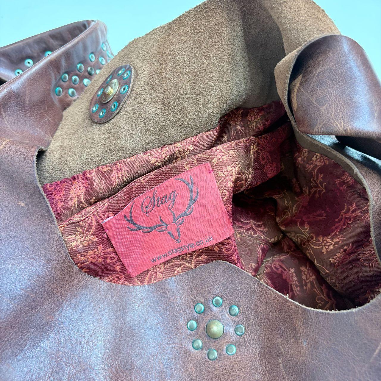 Studded leather oversized bag