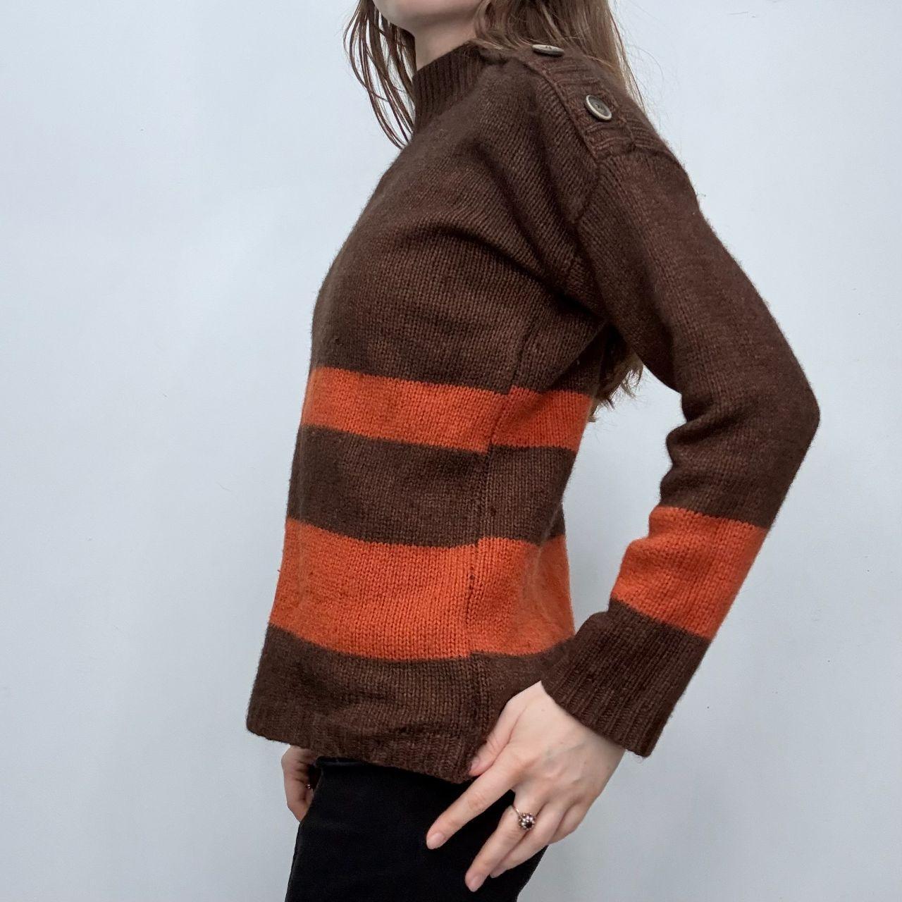 Brown cashmere stripe knit jumper