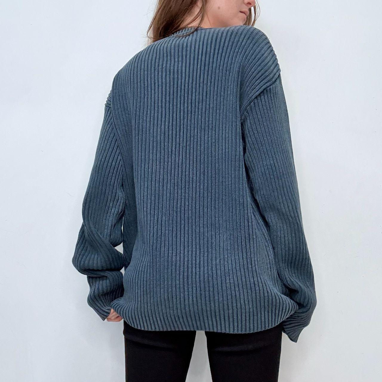 Distressed chunky rib knit jumper