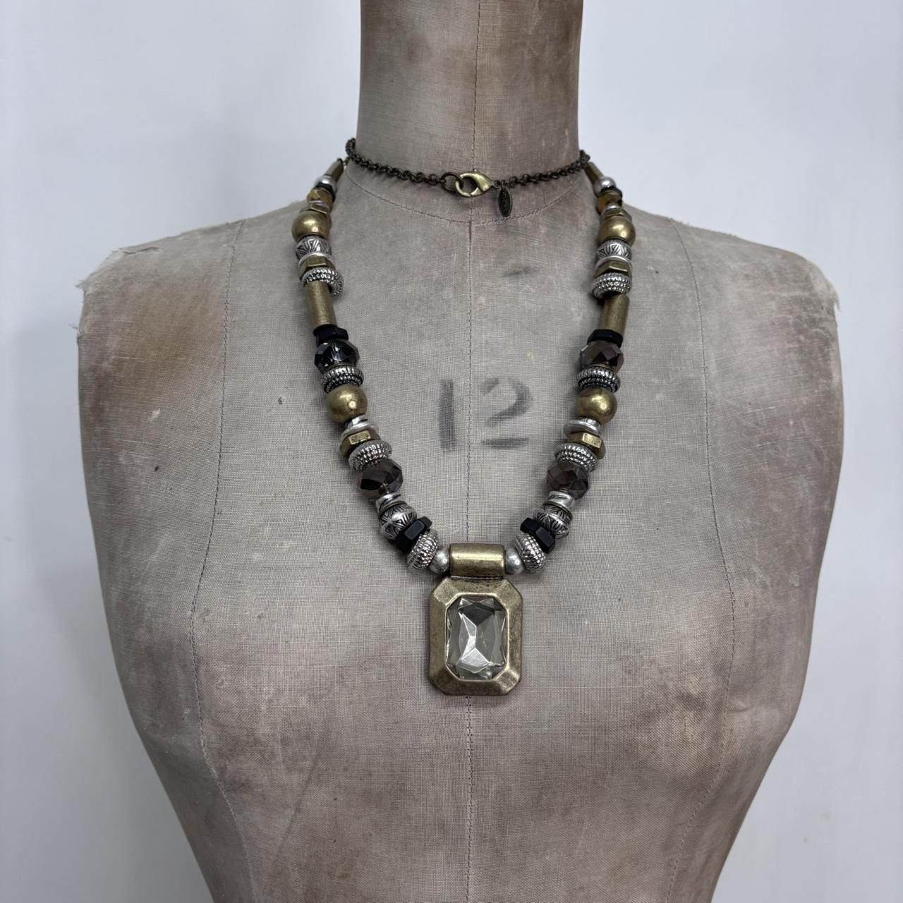 Mixed metal beaded long necklace