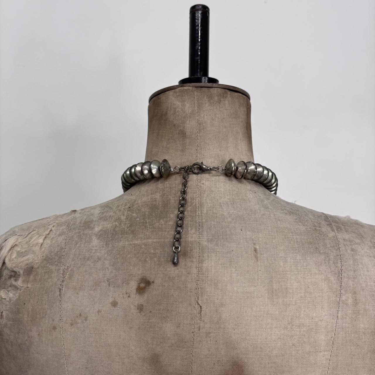 Chunky silver metal necklace