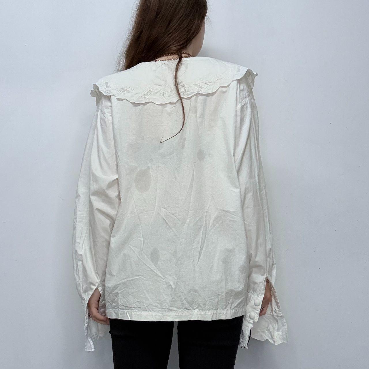 Antique white cotton lace blouse