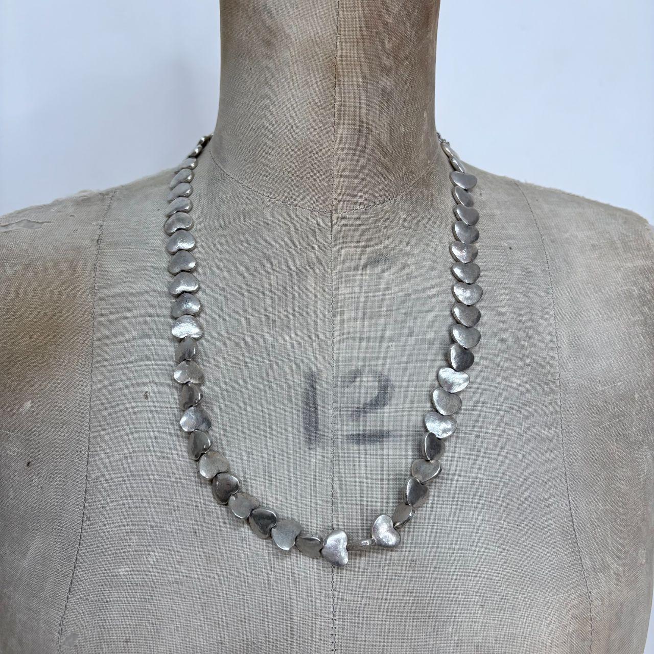 Chunky love heart silver charm necklace