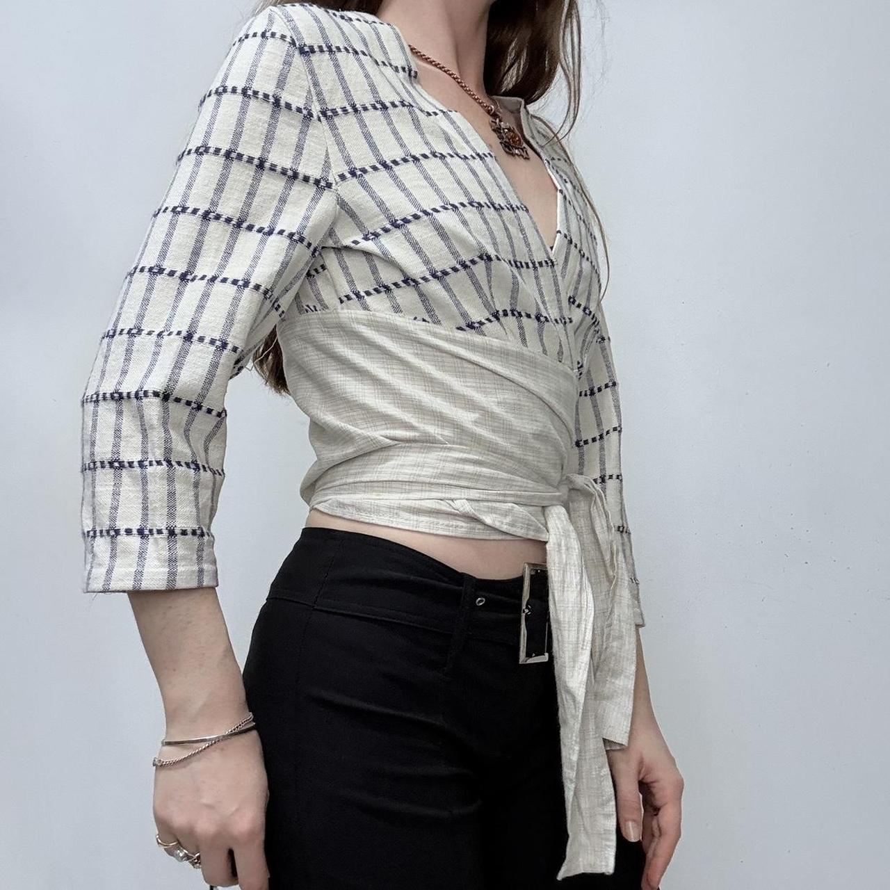 Wrap checked cotton shirt