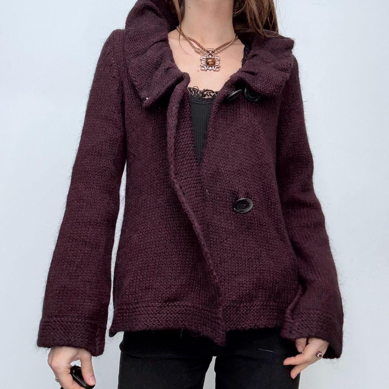 Asymmetric pinstripe flared knit jacket