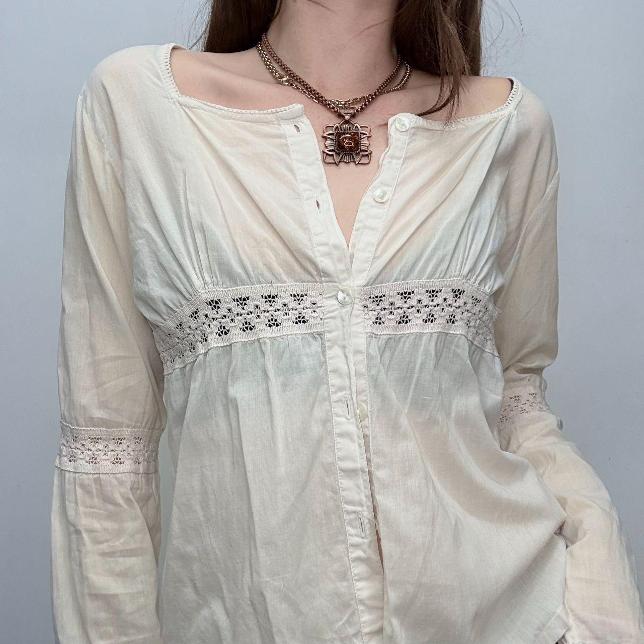 Cream lace flared shirt