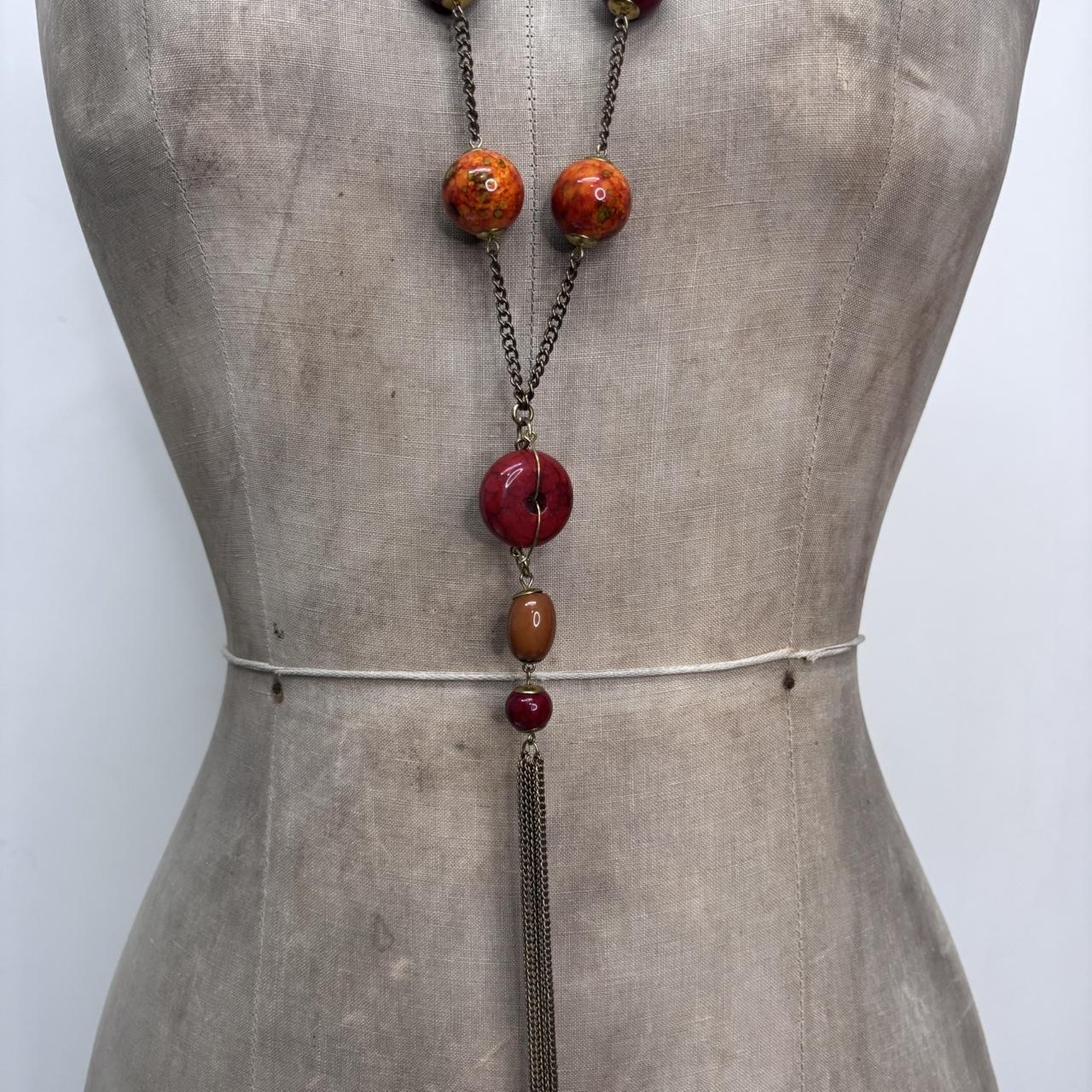 Long chain beaded necklace