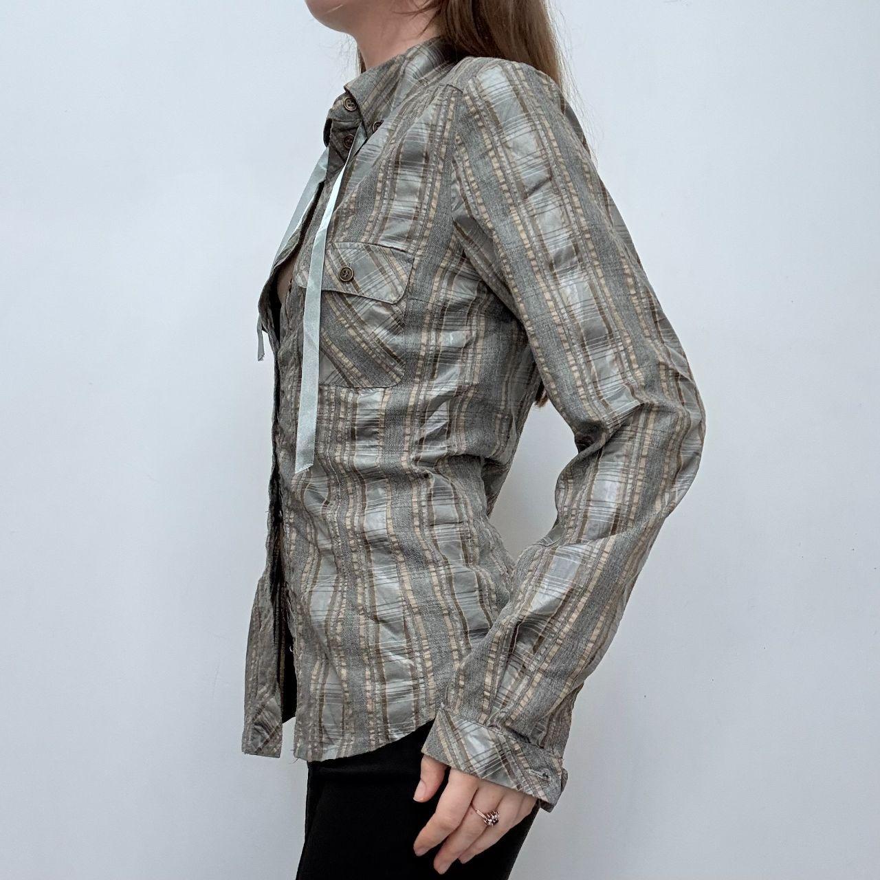 Tartan checked flared grunge shirt