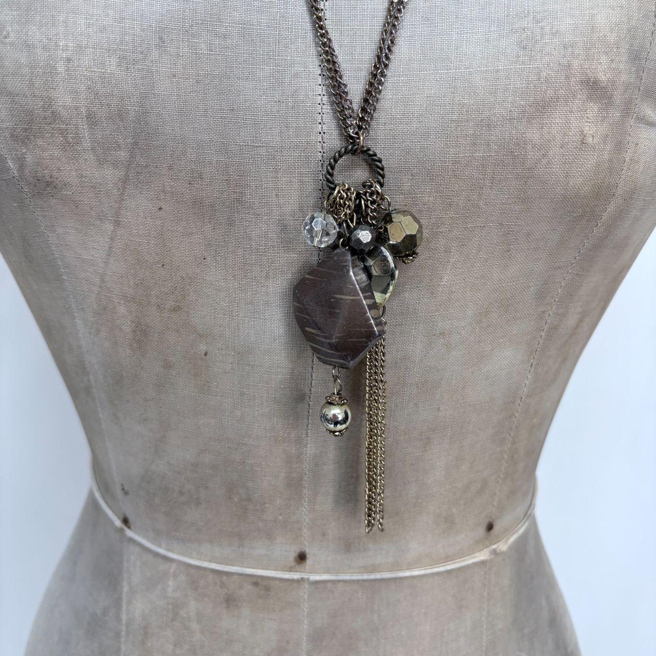 Layered chain charm necklace