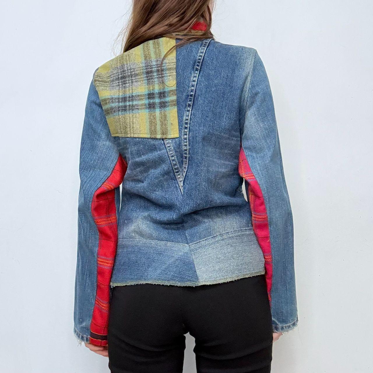 Deconstructed flared jean handmade jacket