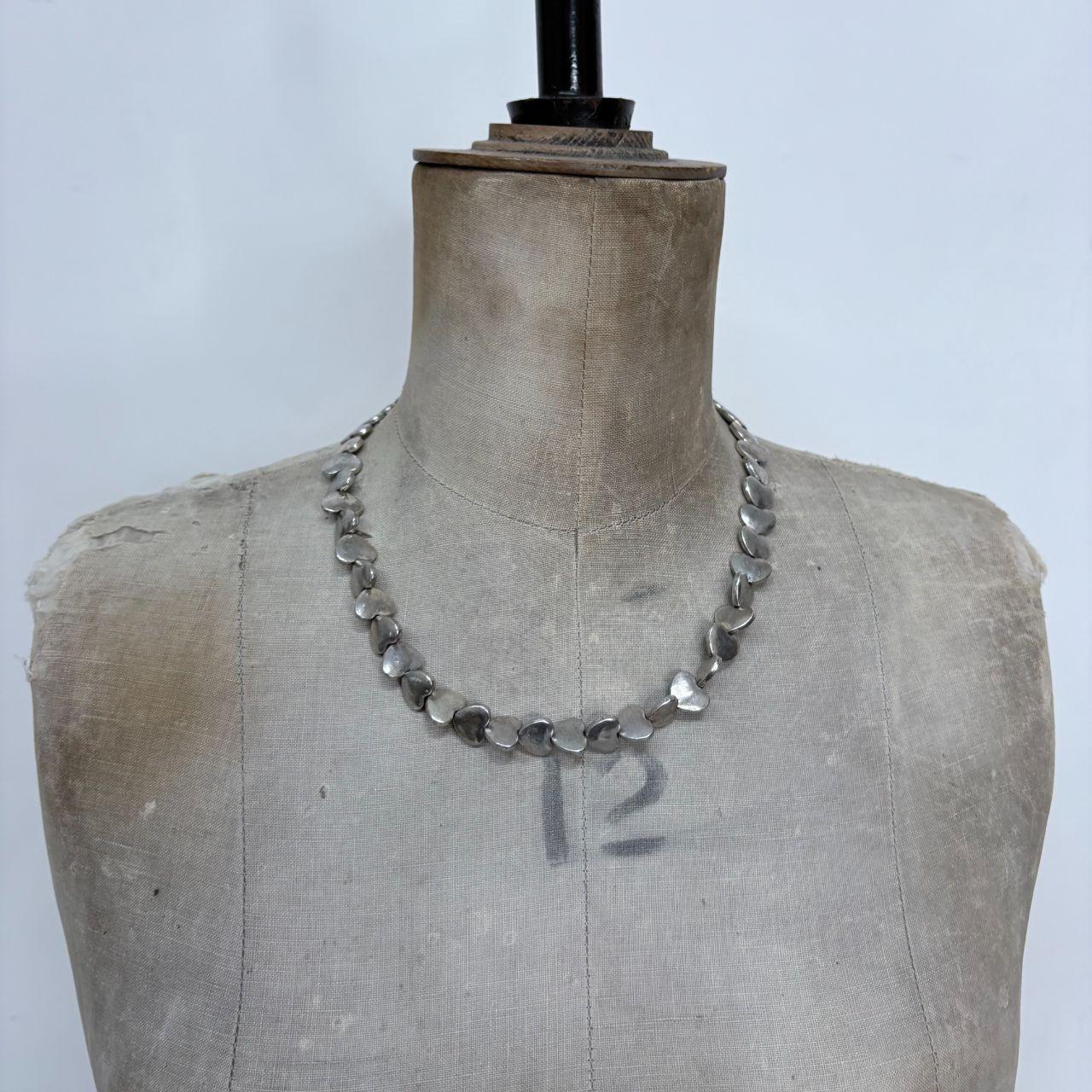 Chunky love heart silver charm necklace