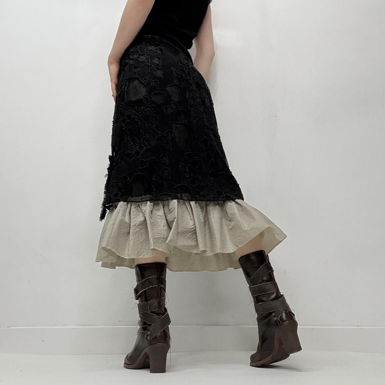 Black lace pinstripe layered skirt