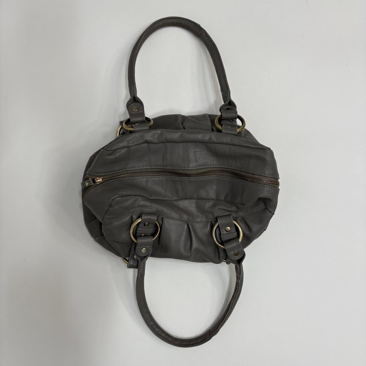Grey leather slouchy shoulder bag