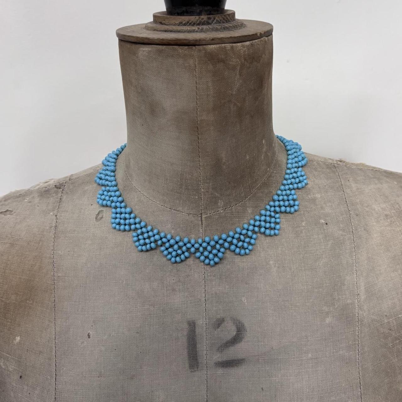 Blue beaded collar necklace