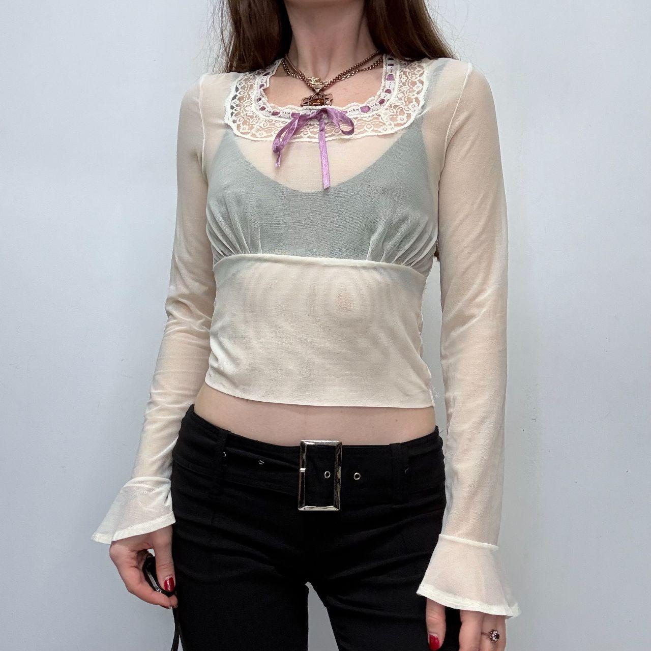 Sheer mesh lace lingerie shirt