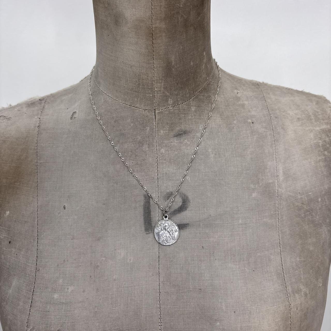 Silver chain coin necklace