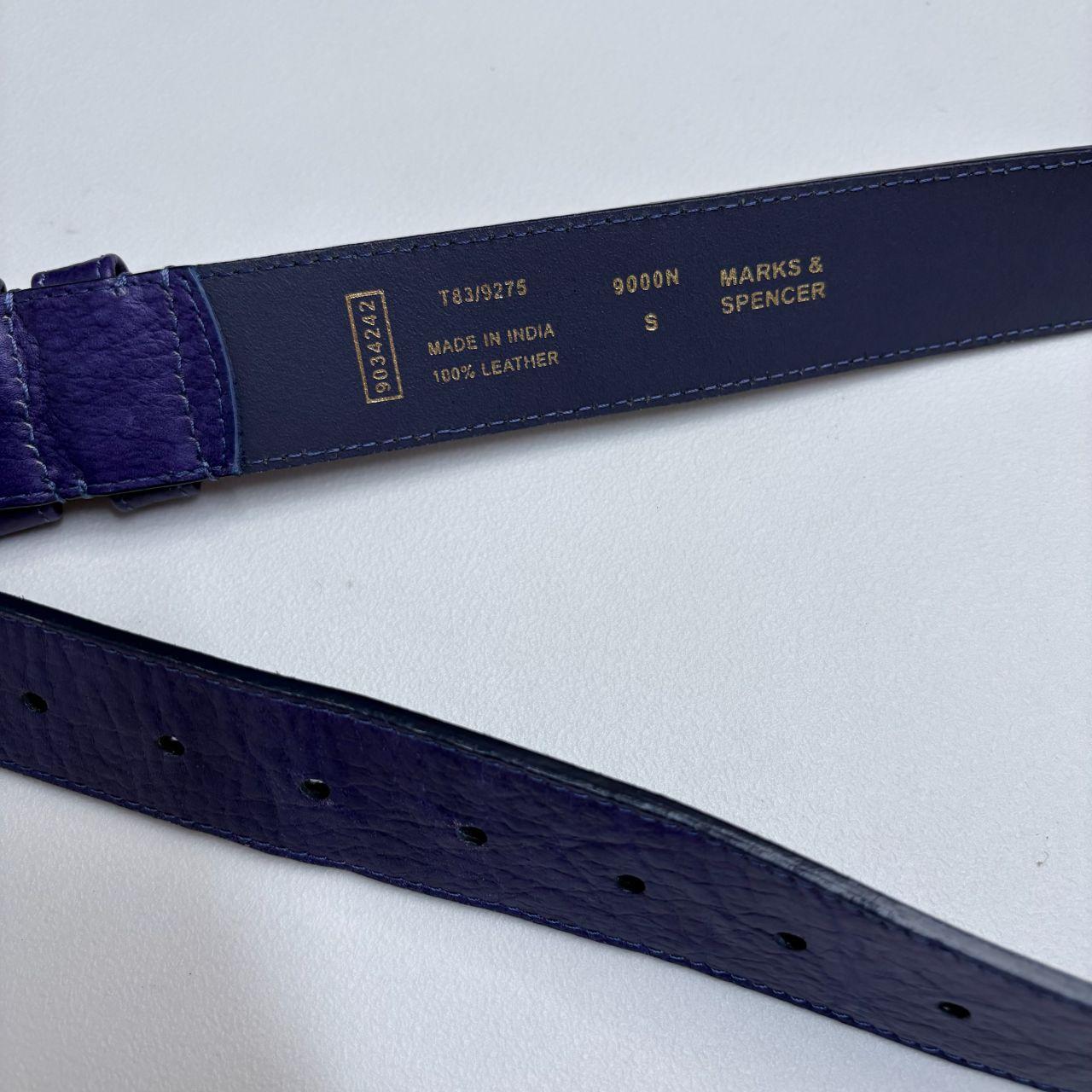 Blue leather buckle belt