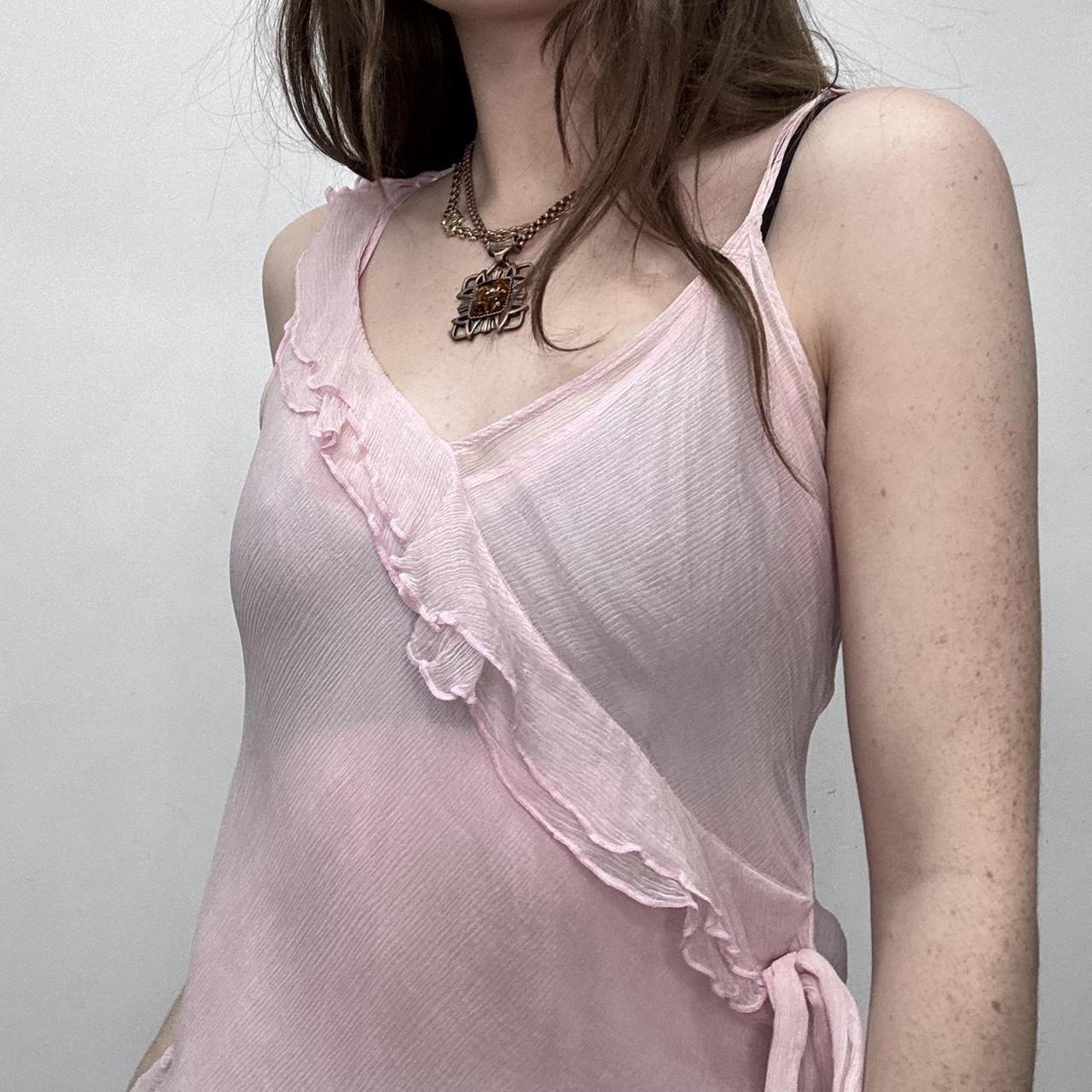 Sheer pink silk flutter vest