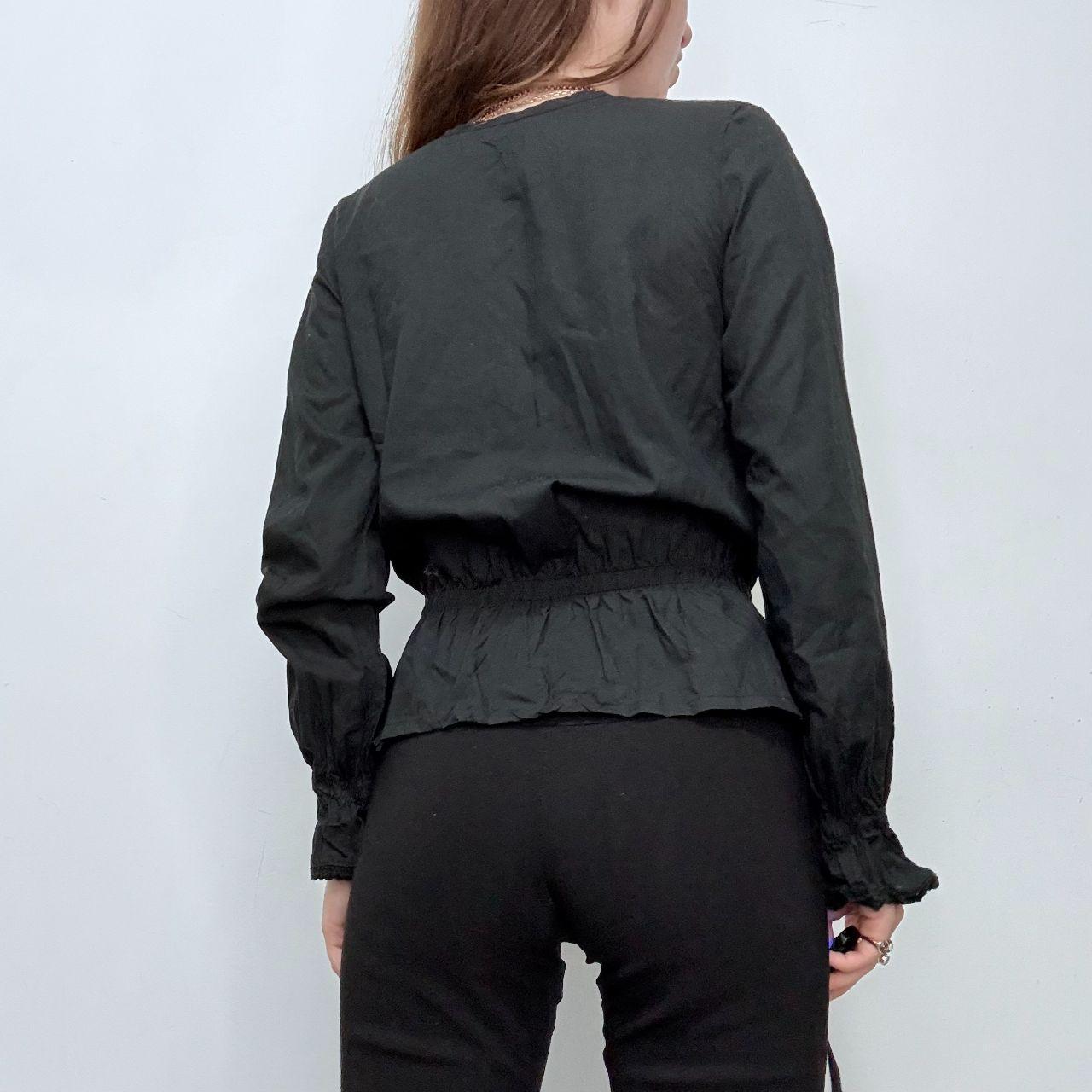 Black flared lace gothic shirt