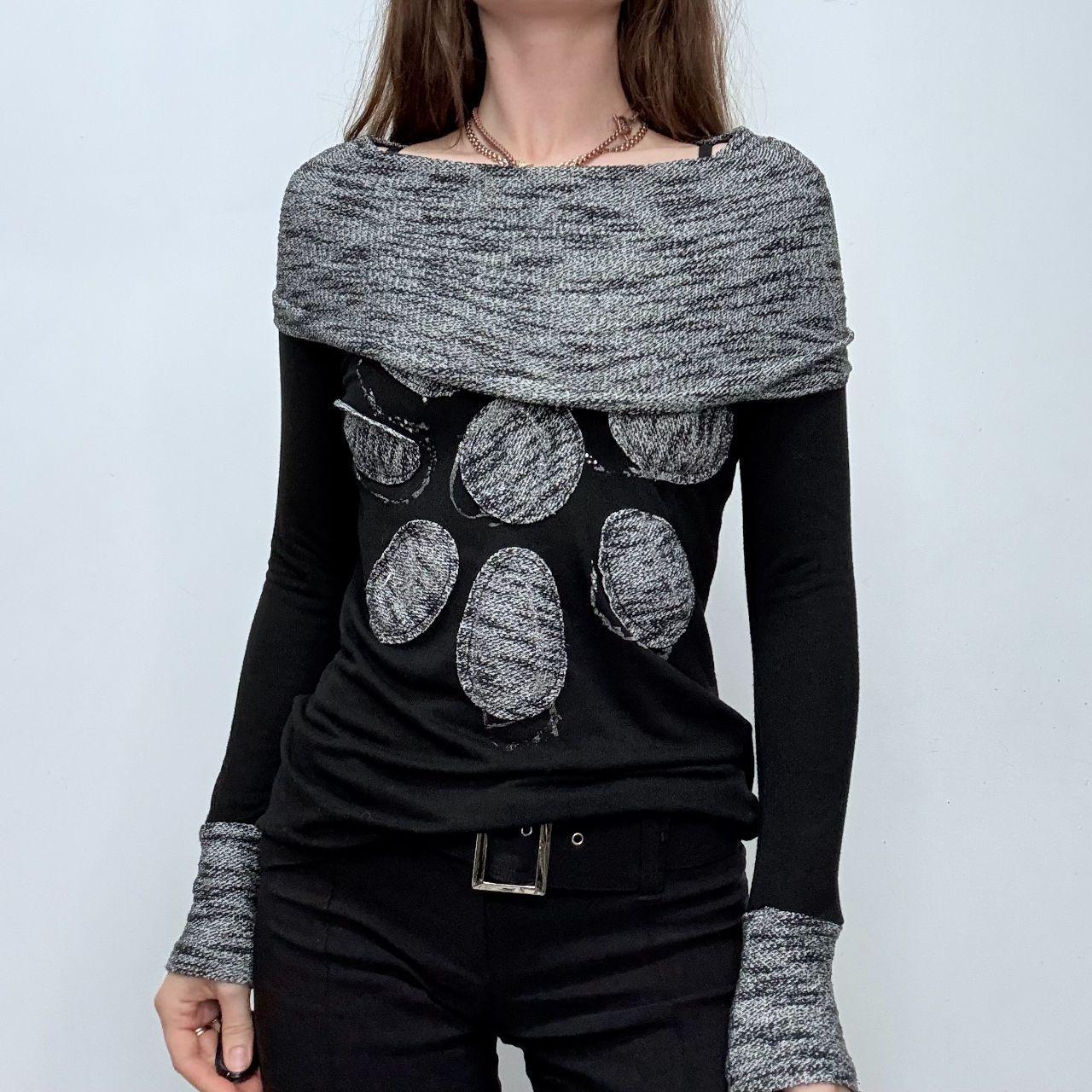 Black fold over wide neck slouchy top