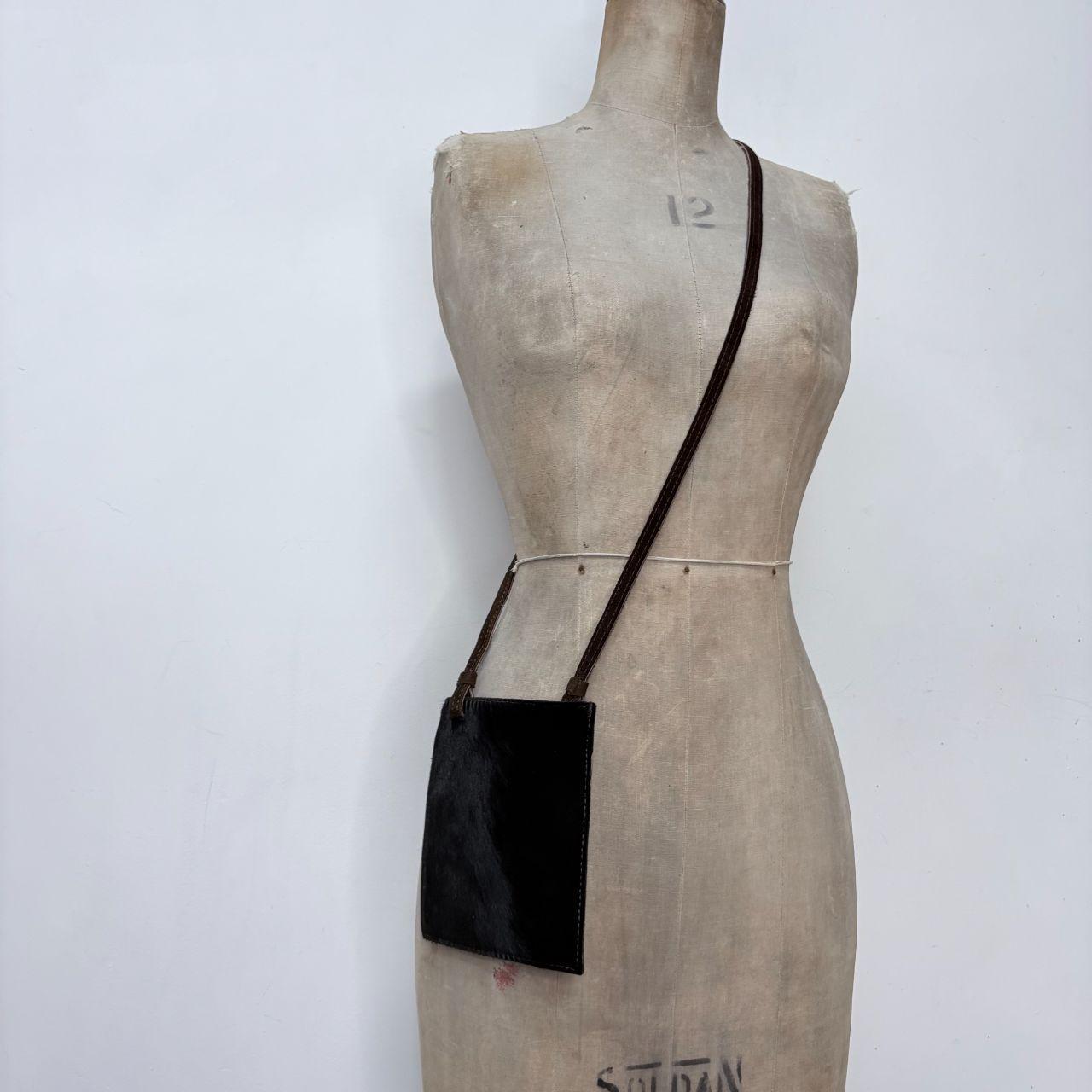 Brown cowhide pony hair crossbody bag