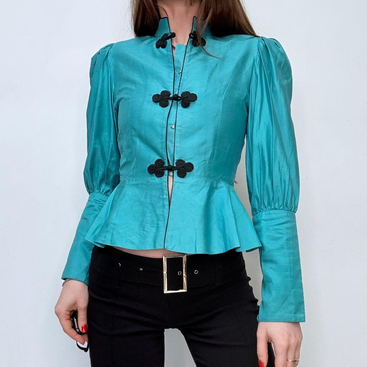 Gathered puff baroque high neck shirt