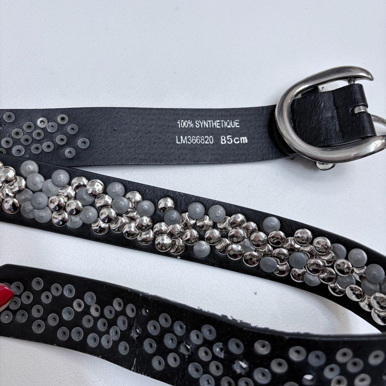 Black leather studded metal belt