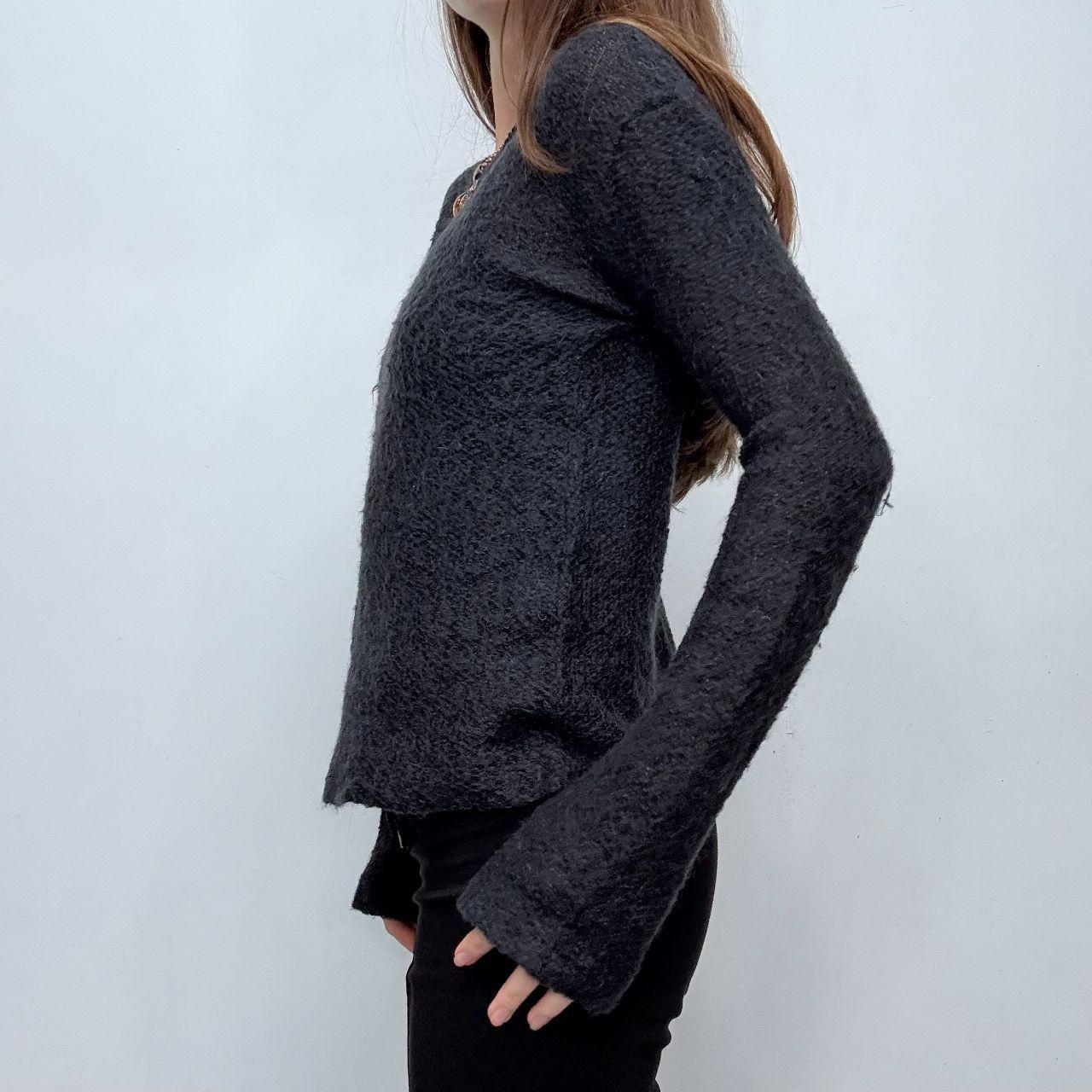 Sheer knit grey wool jumper