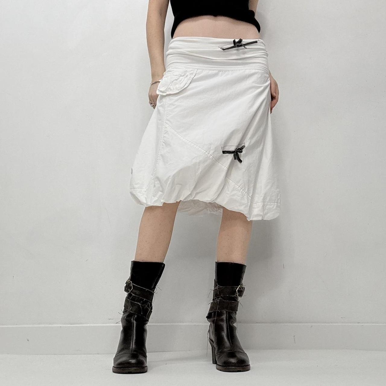 White puff foldover skirt